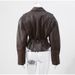 Retro PU Leather Jacket – Adjustable Belted V-Neck Biker Style For Streetwear & Casual Chic (Black/Brown/Grey, S-XL)_ecoleips.com