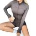 Y2K Yoga Set – Long Sleeve Cropped Jacket & High-Waisted Shorts (S-XL, Chocolate Brown) – Seamless Stretch For Gym & Streetwear_ecoleips.com