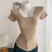 Summer New Arrival Women's Slim Fit Elastic U Neck Short Sleeve T-Shirt Pure And Sexy Perfect for Layering Or Wearing as an Undershirt_ecoleips.com
