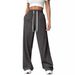 Women's Clothing Autumn And Winter Elastic Waist Loose Straight Wide Leg Sports Casual Trousers_ecoleips.com