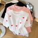 Summer New Women's Slim Fit Short Sleeve T-Shirt round Neck Unique Heart Shaped Top Ice Silk Knitwear Real Photos 2026_ecoleips.com