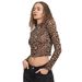European And American Cross-border 2026 New Elegant Women's Mesh Leopard Print Stand-up Collar Long-sleeve Short T-shirt_ecoleips.com