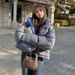 girl Girl Color-Block Hooded Down For Women, Short Style, 2024 Winter New Korean Version, Loose Fit, Slimming, Thickened, Warm_ecoleips.com