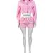 Women's Fashion Lapel Striped Shirt And Elastic Waist Shorts Two-Piece Set - Splicing Long Sleeve - Spring/Summer_ecoleips.com