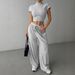 Women's Sexy Fitted Knit Crop Top & High-Waisted Shorts Set - Stretchy Ribbed Fabric, Trendy Y2K Outfit, Clubwear & Casual Summer Two-Piece_ecoleips.com