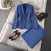 Women's Suit Set – Professional Office Blazer & Pants/Skirt, Polyester-Viscose Blend For Business & Formal Occasions (S-XXXXL)_ecoleips.com