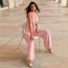 Sexy Halter Neck Sleeveless Jumpsuit 2025 Summer New Foreign Trade Style For Women, Lace-up Slim-fit Pleated Wide-leg_ecoleips.com