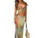 Women's Clothing Backless Printed High Slit Long Dress For Women Sexy Beachwear With Tie Up Body Fashion_ecoleips.com