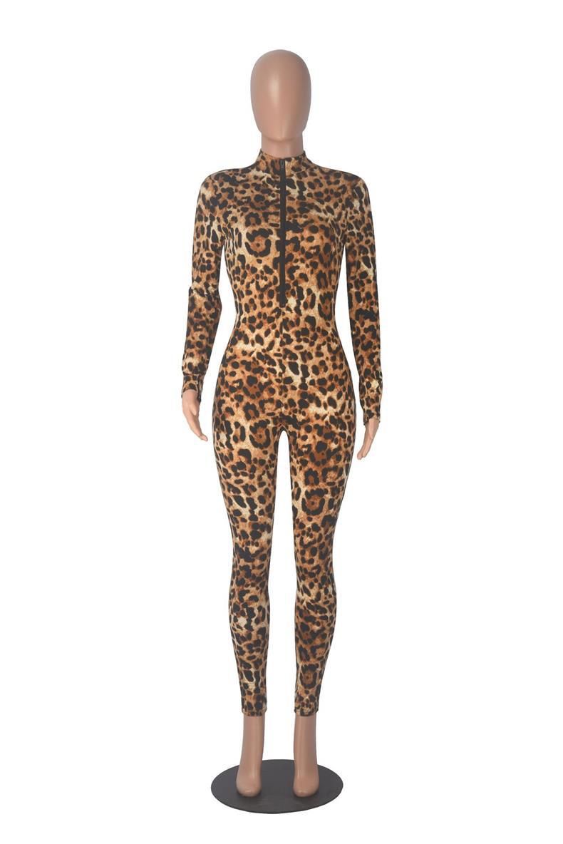 K New Round Neck Long Sleeved Printed Jumpsuit For Fashionable Women's Nightclubwear_ecoleips.com