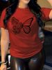 European And American Cross-border Foreign Trade Clothing, Simple Butterfly Round-neck Printed Women's Short-sleeve_ecoleips.com