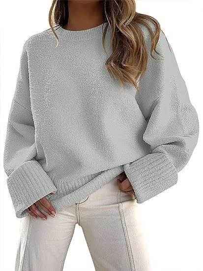 Oversized Crewneck Sweater – Trendy Streetwear Knit Top For Women (10 Colors, S-XL, Soft Acrylic-Polyester Blend, Relaxed Fit)_ecoleips.com