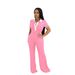 Women's Clothing Spring And Summer Leisure Suit Polo Collar Top High Waist Wide Leg Pants Contrast Color Leisure Two Piece Suit_ecoleips.com