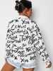 Women's Letter Print Button Front Shirt Casual Long Sleeve Top For Spring Fall_ecoleips.com