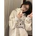 Women's Printed Hooded Sweatshirt Fleece Lined Thick Coat Autumn Winter Heavyweight Couple Style New National Trend 2025_ecoleips.com