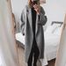 Women's Wool-Blend Trench Coat – Oversized Long Coat With Pockets, Polo Collar & Button Closure (Grey/Blue/Brown/Black)_ecoleips.com