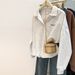 Women's Polo Collar Long Sleeve Sweashir For Spring And Auumn, New Thin Loose Korean Syle Versaile V-Neck Top_ecoleips.com