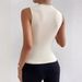 Women's Clothing Spring And Summer New Style Fashionable And Versatile Solid Color Pleated Sleeveless Pullover Half High Collar T Shirt_ecoleips.com