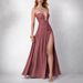 Women's Elegant Strapless Ruched High Slit Maxi Dress – Sexy Formal Party Gown For Banquet_ecoleips.com