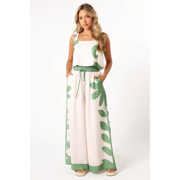 Women's Clothing Women's Summer New Short Vest Printed Elastic Waist Wide Leg Trousers Two Piece Casual 3009_ecoleips.com