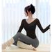 Women's Long Sleeved Athletic Top Padded Bra Sexy Yoga Wear Mesh Fitness Two Piece Pilates Outfit Quick Drying_ecoleips.com