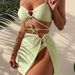 Aria Basics New European And American Foreign Trade Swimwear, Solid Color, Strapless, Heart-shaped, Sexy Three-piece Skirt-style_ecoleips.com