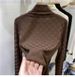 Women's Clothing Half Turtleneck Bottoming Shirt Plaid Long Sleeved T Shirt Fashionable And Stylish Inner Top_ecoleips.com
