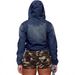Distressed Denim Hooded Long Sleeve Pullover - Oversized Streetwear Zip-Up Jacket With Asymmetrical Hem For Women (Light Blue)_ecoleips.com