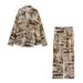 Spring Summer Women's Fashion Casual Versatile V Neck Tie Dye Shirt And Pants Set European American Style Export Order_ecoleips.com
