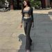 AC597 Fashionable And Sexy Hollow Knit Lace Trim Cardigan Slim Fit Long Sleeve Pants 3-Piece Set For Women_ecoleips.com