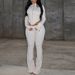 Stretch Zip Detail Ribbed Crop Top & Lounge Pant Set - Comfort Streetwear For Women (White/Black, S/M/L)_ecoleips.com