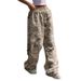Women's Y2K Street Style Stretch Wide Leg Pants European And American Fashion Belted Slimming Print Casual Trousers_ecoleips.com