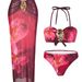 Aria Basics 2025 New European And American Tie-Dye Print Two-Piece Bikini Swimsuit With Beach Skirt Three-Piece Set For Cross-Border_ecoleips.com