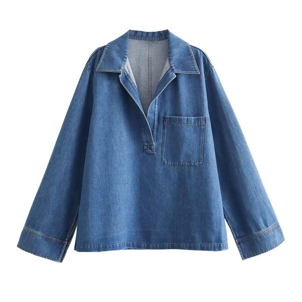2024 Spring New Women's Set: European American Style French Fashion Washed Blue Denim Top And Straight-Leg Pants Set_ecoleips.com