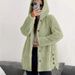 Autumn And Winter Women's Solid Color Long Sleeve Hooded Loose Plush Jacket Women's Top Wholesale_ecoleips.com