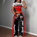 Women's Y2K Style Two Piece Set Sexy Digital Print Short T-Shirt Wide Leg Trousers Spring Summer_ecoleips.com