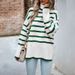 Striped High-Collared Sweater For Women Autumn/Winter Knit Top_ecoleips.com