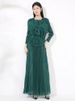 Verve Pleated Fashionable Elegant Women's Unique Sunflower Design Top High Waist Long Skirt Two-Piece Set_ecoleips.com