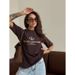 Retro Fashion Women's Casual T-Shirt Ins Style Letter Print 100% Cotton Short Sleeve Top Versatile And Unique_ecoleips.com