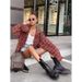 Retro American-Style Scottish Plaid Loose Shirt For Autumn, Women's Top With Checkered Pattern_ecoleips.com