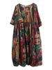 Short Sleeve Cotton Linen Vintage Print Summer Long Dresses For Women 2026 Casual Loose Holiday Ladies Dress Elegant Clothes_ecoleips.com
