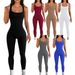 Solid Color Sleeveless Vest Jumpsuit Threaded Square Neck Backless Hip Lift Slim-fit Sports Jumpsuit_ecoleips.com