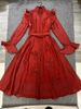 Women's Clothing Fashion Style Three Dimensional Decorative Flowers Solid Color Layered Single Breasted Long Dress_ecoleips.com