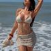 New American Retro Mesh Sequin Flattering Striped Design Bikini Three Piece Women's Clothing Swimwear_ecoleips.com