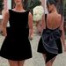 Aria Basics Aria Basics Foreign Trade European And American New Women's Pearl Bow Slim Fit Short Hot Girl Waist-Cinching Backless A-Line Solid_ecoleips.com
