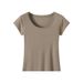 K3327 Lyocell Round Neck Short T-Shirt For Women, Spring And Summer Slim Fit Versatile Large U-Neck Base Half Sleeve Top_ecoleips.com