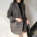 2026 Spring New Trendy Retro Simple Plaid Lapel Loose Long Sleeve Blazer Jacket For Women_ecoleips.com
