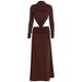 Women New Autumn Hollow Out Bodycon Long Dress Sexy Spice Girl Crew Neck Long Sleeve Elegant Hip Wrap Dress_ecoleips.com
