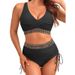 Women's Clothing Sexy Two-Piece Beautiful Bikini Set – Peacock Blue & Black Swimwear For Beach & Pool (S-XXL)_ecoleips.com