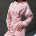 Autumn And Winter Women's Clothing Solid Color Waist Hooded Sweater Trousers Suit Sports And Leisure_ecoleips.com