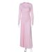 Women's Fashion 2025 Summer New Fashionable Elegant Slim Fit Ruched Zipper Round Neck Long Sleeve Dress Wholesale_ecoleips.com